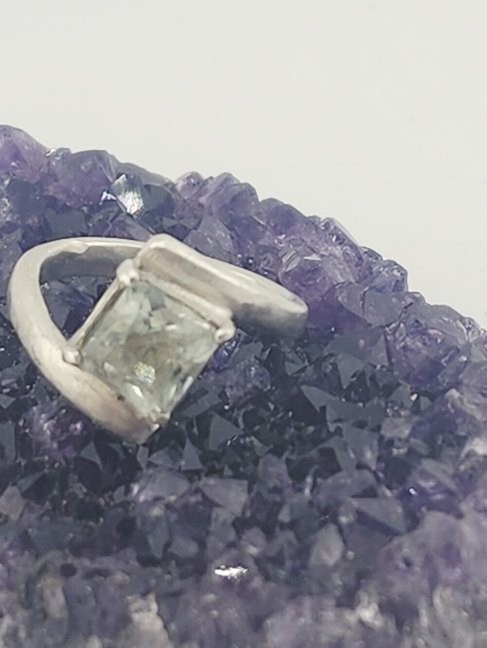 PRASIOLITE GEMSTONE RING HANDMADE IN STERLING SILVEL RECYCLE METAL SIZE 7 - Picture 8 of 16